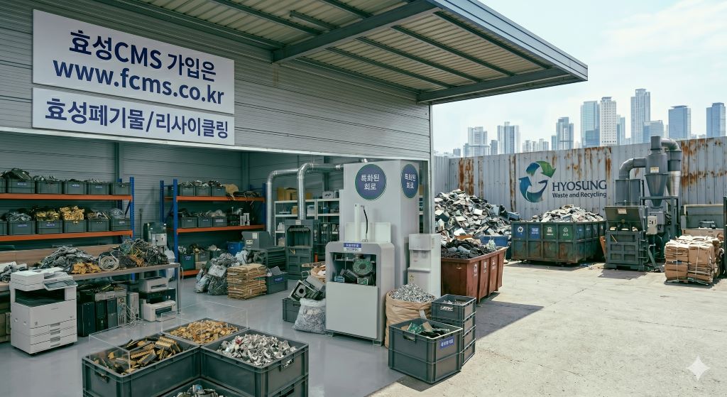 효성CMS 가입 안내 및 폐기물 수거 업체 작업 현장